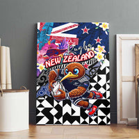 Kiwi New Zealand Rugby Canvas Wall Art Kiwis Mascot Tropical Pattern