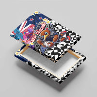 Kiwi New Zealand Rugby Canvas Wall Art Kiwis Mascot Tropical Pattern