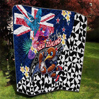 Kiwi New Zealand Rugby Quilt Kiwis Mascot Tropical Pattern