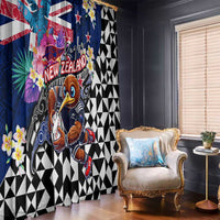 Kiwi New Zealand Rugby Window Curtain Kiwis Mascot Tropical Pattern