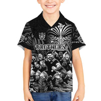 Personalized All Black Brothers Rugby Family Matching Summer Maxi Dress and Hawaiian Shirt New Zealand Maori Haka DT02 Son's Shirt Black - Polynesian Pride