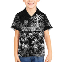 Personalized All Black Brothers Rugby Kid Hawaiian Shirt New Zealand Maori Haka