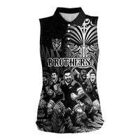 Personalized All Black Brothers Rugby Women Sleeveless Polo Shirt New Zealand Maori Haka