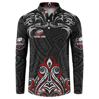 All Black NZL Rugby Champions Button Sweatshirt Maori Warrior