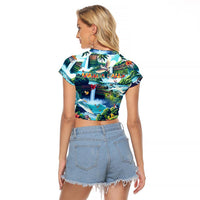 Wailua Falls Hawaii Raglan Cropped T Shirt Kauai Natural Beauty