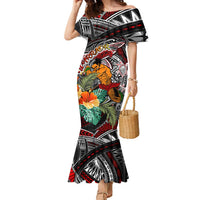 Personalized American Samoa Warrior Family Matching Mermaid Dress and Hawaiian Shirt Shark Turtle Polynesian Tattoo