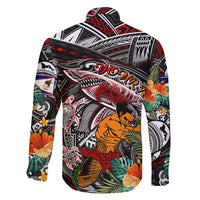 Personalized American Samoa Warrior Family Matching Tank Maxi Dress and Hawaiian Shirt Shark Turtle Polynesian Tattoo