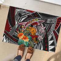 American Samoa Warrior Rubber Doormat Shark Turtle Polynesian Tattoo DT02 - Polynesian Pride