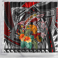 American Samoa Warrior Shower Curtain Shark Turtle Polynesian Tattoo