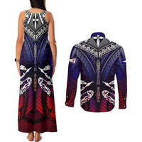 Personalized American Samoa Flag Couples Matching Tank Maxi Dress and Long Sleeve Button Shirt Eagles Polynesian Art