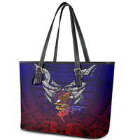 Personalized American Samoa Flag Leather Tote Bag Eagles Polynesian Art DT02 - Polynesian Pride