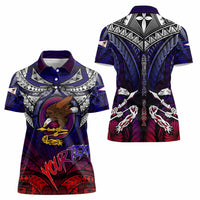 Personalized American Samoa Flag Women Polo Shirt Eagles Polynesian Art DT02 - Polynesian Pride