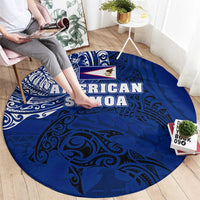 Sharks And American Samoa Round Carpet Simple Polynesian Blue DT02 - Polynesian Pride
