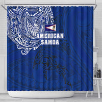 Sharks And American Samoa Shower Curtain Simple Polynesian Blue