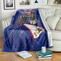 American Samoa Blanket Brave Eagle Flag Color DT02 Blue - Polynesian Pride