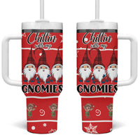 Chillin With My Gnomies Tumbler With Handle Merry Christmas