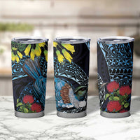 New Zealand Tui Bird Tumbler Cup Maori Koru Mix Pohutukawa