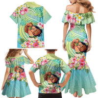 Personalised Hawaii Father's Day Family Matching Mermaid Dress and Hawaiian Shirt Happy Father And Child DT04 - Polynesian Pride