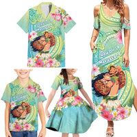 Personalised Hawaii Father's Day Family Matching Summer Maxi Dress and Hawaiian Shirt Happy Father And Child