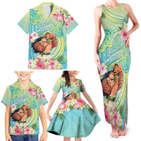 Personalised Hawaii Father's Day Family Matching Tank Maxi Dress and Hawaiian Shirt Happy Father And Child