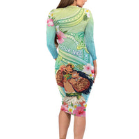 Personalised Hawaii Father's Day Long Sleeve Bodycon Dress Happy Father And Child