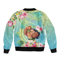 Personalised Hawaii Father's Day Sleeve Zip Bomber Jacket Happy Father And Child