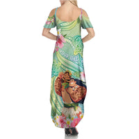 Personalised Hawaii Father's Day Summer Maxi Dress Happy Father And Child