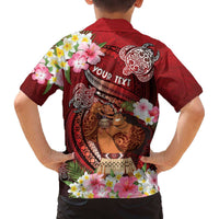 Personalised New Zealand Father's Day Family Matching Off The Shoulder Long Sleeve Dress and Hawaiian Shirt Happy Father And Child DT04 - Polynesian Pride