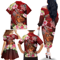 Personalised New Zealand Father's Day Family Matching Off The Shoulder Long Sleeve Dress and Hawaiian Shirt Happy Father And Child DT04 - Polynesian Pride