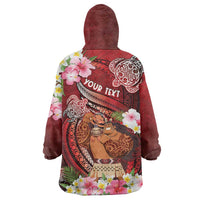 Personalised New Zealand Father's Day Wearable Blanket Hoodie Happy Father And Child