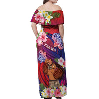 Personalised Samoa Father's Day Off Shoulder Maxi Dress Happy Father And Child