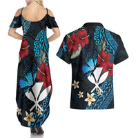 Hawaii Butterfly Couples Matching Summer Maxi Dress and Hawaiian Shirt Kanaka Maoli Mix Hibiscus