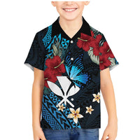 Hawaii Butterfly Family Matching Mermaid Dress and Hawaiian Shirt Kanaka Maoli Mix Hibiscus