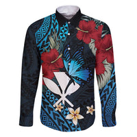 Hawaii Butterfly Family Matching Puletasi and Hawaiian Shirt Kanaka Maoli Mix Hibiscus