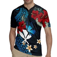 Hawaii Butterfly Rugby Jersey Kanaka Maoli Mix Hibiscus