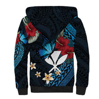 Hawaii Butterfly Sherpa Hoodie Kanaka Maoli Mix Hibiscus
