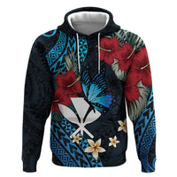 Hawaii Butterfly Zip Hoodie Kanaka Maoli Mix Hibiscus
