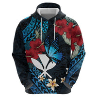 Hawaii Butterfly Zip Hoodie Kanaka Maoli Mix Hibiscus