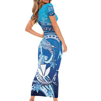 Hawaii Family Matching Short Sleeve Bodycon Dress and Hawaiian Shirt Turtle With Hammerhead Shark Oceanic DT04 - Polynesian Pride