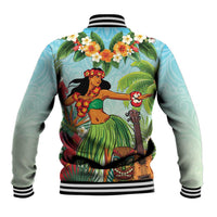 Hawaii Lei Day Baseball Jacket Hula Girl With Tropical Forest