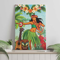 Hawaii Lei Day Canvas Wall Art Hula Girl With Tropical Forest