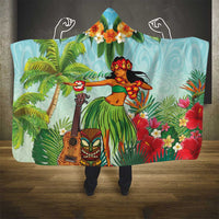 Hawaii Lei Day Hooded Blanket Hula Girl With Tropical Forest