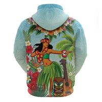 Hawaii Lei Day Zip Hoodie Hula Girl With Tropical Forest