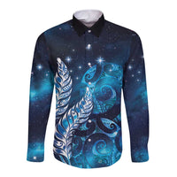 New Zealand Matariki Long Sleeve Button Shirt Maori Koru Mix Silver Fern