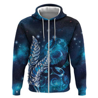 New Zealand Matariki Zip Hoodie Maori Koru Mix Silver Fern