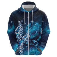 New Zealand Matariki Zip Hoodie Maori Koru Mix Silver Fern