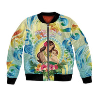 Personalised Hawaii Mother's Day Bomber Jacket I Love You Mom DT04 Unisex Yellow - Polynesian Pride