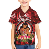 Personalised New Zealand Mother's Day Family Matching Puletasi and Hawaiian Shirt I Love You Mom DT04 Son's Shirt Red - Polynesian Pride