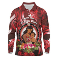 Personalised New Zealand Mother's Day Long Sleeve Polo Shirt I Love You Mom DT04 Red - Polynesian Pride