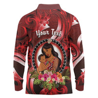 Personalised New Zealand Mother's Day Long Sleeve Polo Shirt I Love You Mom DT04 - Polynesian Pride